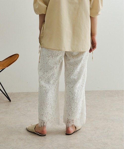 Ambre Neige(アンブルネージュ)の「レースストレートパンツ/【WEB/EC限定商品】(その他パンツ・レディース・ブラウン/オフホワイト・FREE)」の4枚目の写真