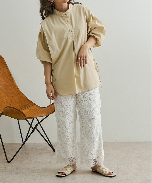 Ambre Neige(アンブルネージュ)の「レースストレートパンツ/【WEB/EC限定商品】(その他パンツ・レディース・ブラウン/オフホワイト・FREE)」の3枚目の写真