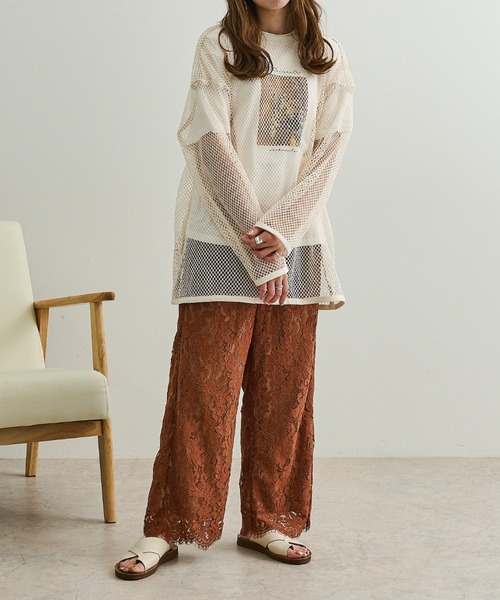 Ambre Neige(アンブルネージュ)の「レースストレートパンツ/【WEB/EC限定商品】(その他パンツ・レディース・ブラウン/オフホワイト・FREE)」の12枚目の写真