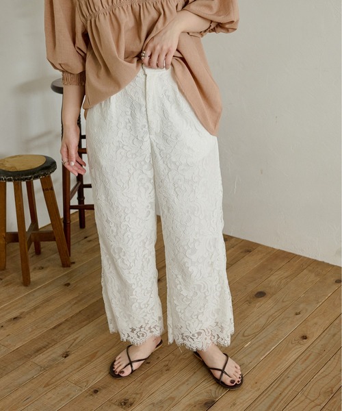 Ambre Neige(アンブルネージュ)の「レースストレートパンツ/【WEB/EC限定商品】(その他パンツ・レディース・ブラウン/オフホワイト・FREE)」の14枚目の写真