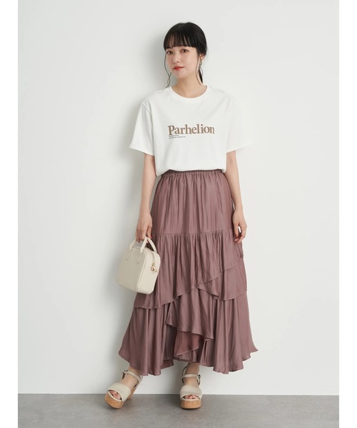 earth music&ecology（アースミュージックアンドエコロジー）の「【WEB限定】イレヘムティアードスカート ＊（スカート・レディース・アイボリー/ブラック/ピンク/サックスブルー・FREE）」の8枚目の写真