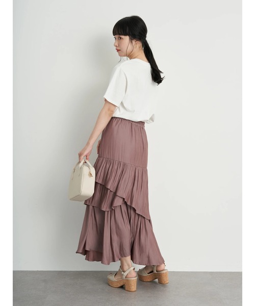 earth music&ecology（アースミュージックアンドエコロジー）の「【WEB限定】イレヘムティアードスカート ＊（スカート・レディース・アイボリー/ブラック/ピンク/サックスブルー・FREE）」の11枚目の写真