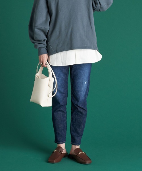 AMERICAN HOLIC(アメリカンホリック)の「テーパードダメージデニム(デニムパンツ・レディース・インディゴブルー・LL/S/M/L/XS)」の1枚目の写真