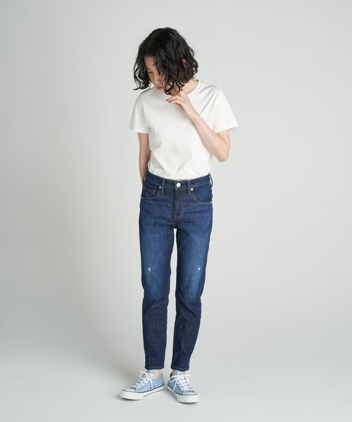 AMERICAN HOLIC(アメリカンホリック)の「テーパードダメージデニム(デニムパンツ・レディース・インディゴブルー・LL/S/M/L/XS)」の2枚目の写真