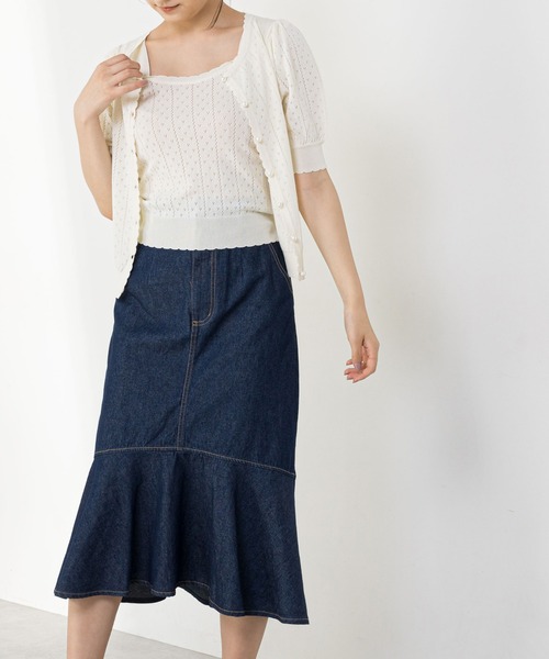 OLIVE des OLIVE（オリーブデオリーブ）の「透かしキャミニット（ニット/セーター・レディース・ベージュ/オフホワイト/サックスブルー・FREE）」の5枚目の写真