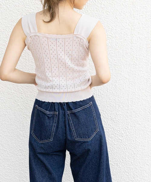 OLIVE des OLIVE（オリーブデオリーブ）の「透かしキャミニット（ニット/セーター・レディース・ベージュ/オフホワイト/サックスブルー・FREE）」の18枚目の写真