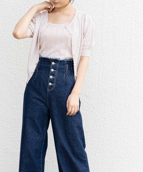 OLIVE des OLIVE（オリーブデオリーブ）の「透かしキャミニット（ニット/セーター・レディース・ベージュ/オフホワイト/サックスブルー・FREE）」の12枚目の写真