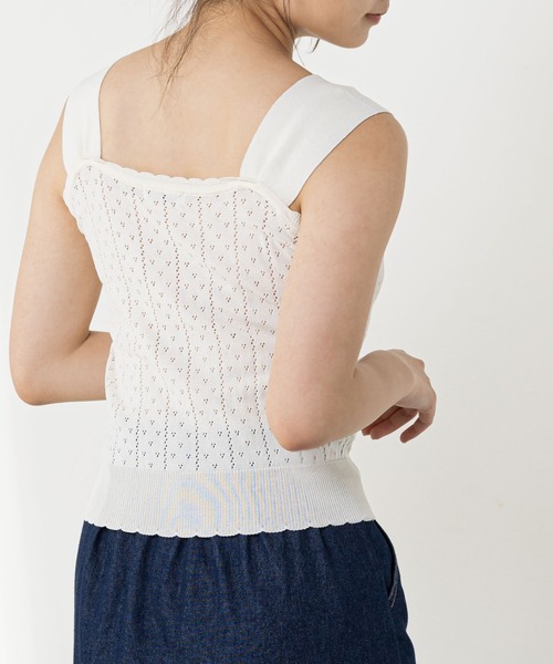 OLIVE des OLIVE（オリーブデオリーブ）の「透かしキャミニット（ニット/セーター・レディース・ベージュ/オフホワイト/サックスブルー・FREE）」の8枚目の写真