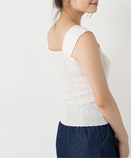 OLIVE des OLIVE（オリーブデオリーブ）の「透かしキャミニット（ニット/セーター・レディース・ベージュ/オフホワイト/サックスブルー・FREE）」の14枚目の写真