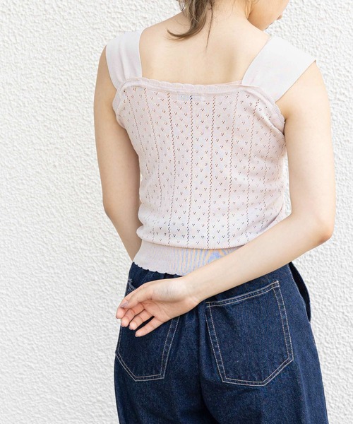 OLIVE des OLIVE（オリーブデオリーブ）の「透かしキャミニット（ニット/セーター・レディース・ベージュ/オフホワイト/サックスブルー・FREE）」の15枚目の写真