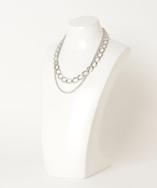 Figments(フィグメンツ)の「ダブルチェーンネックレス(ネックレス・レディース・ブラック/シルバー・FREE)」の8枚目の写真