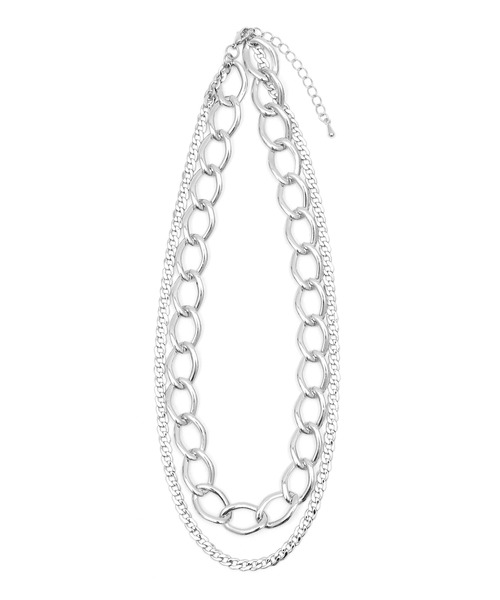 Figments(フィグメンツ)の「ダブルチェーンネックレス(ネックレス・レディース・ブラック/シルバー・FREE)」の4枚目の写真