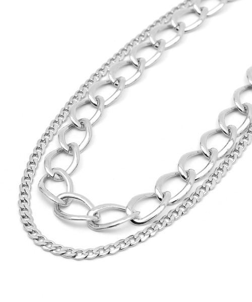 Figments(フィグメンツ)の「ダブルチェーンネックレス(ネックレス・レディース・ブラック/シルバー・FREE)」の3枚目の写真