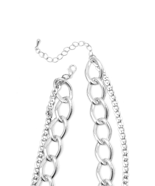 Figments(フィグメンツ)の「ダブルチェーンネックレス(ネックレス・レディース・ブラック/シルバー・FREE)」の5枚目の写真