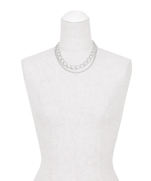 Figments(フィグメンツ)の「ダブルチェーンネックレス(ネックレス・レディース・ブラック/シルバー・FREE)」の6枚目の写真