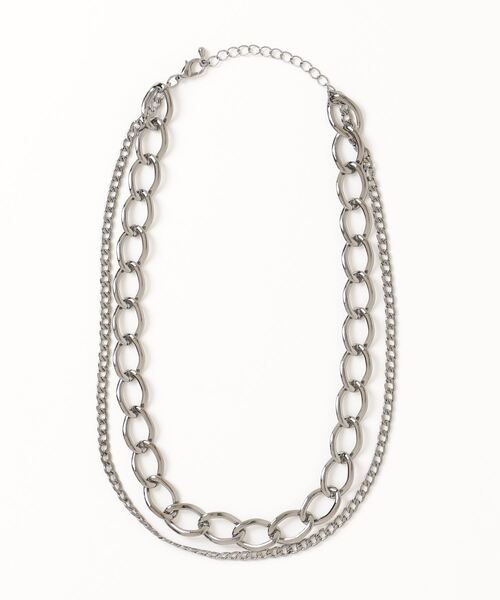 Figments(フィグメンツ)の「ダブルチェーンネックレス(ネックレス・レディース・ブラック/シルバー・FREE)」の10枚目の写真