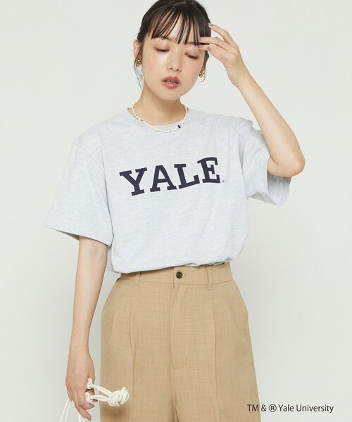 FREAK'S STORE（フリークスストア）の「YALE SHORT SLEEVE TEE/イェールショートスリーブTシャツ（Tシャツ/カットソー・レディース・ライトグレー/ネイビー/ホワイト・ﾌﾘ-）」の4枚目の写真
