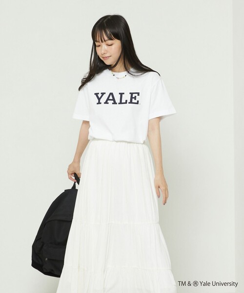 FREAK'S STORE（フリークスストア）の「YALE SHORT SLEEVE TEE/イェールショートスリーブTシャツ（Tシャツ/カットソー・レディース・ライトグレー/ネイビー/ホワイト・ﾌﾘ-）」の5枚目の写真