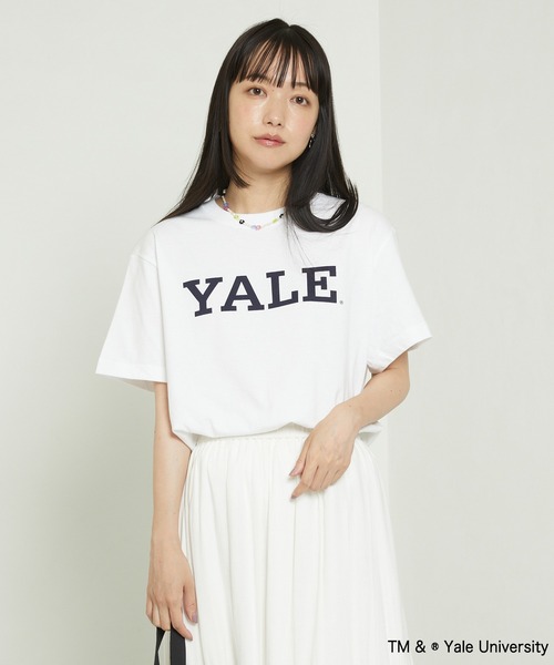 FREAK'S STORE（フリークスストア）の「YALE SHORT SLEEVE TEE/イェールショートスリーブTシャツ（Tシャツ/カットソー・レディース・ライトグレー/ネイビー/ホワイト・ﾌﾘ-）」の2枚目の写真