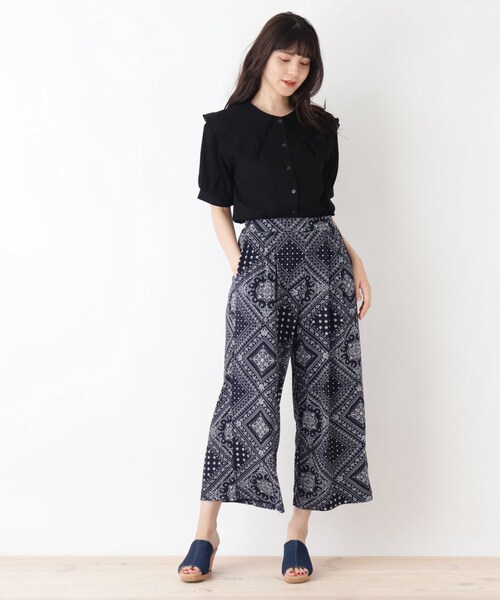 Cutie Blonde(キューティーブロンド)の「◆ひんやりゆるテロ柄パンツ(その他パンツ・レディース・ブラック系/ネイビー系/ネイビー系6・02/03)」の4枚目の写真