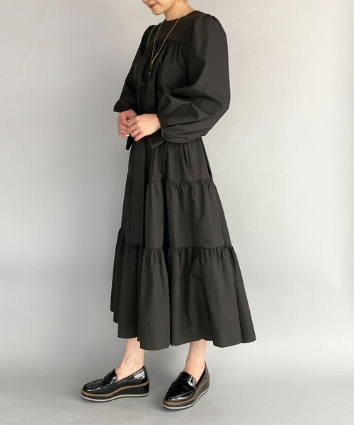 PICCIN(ピッチン)の「リボン付ティアードワンピース(ワンピース・レディース・チャコールグレー/ブラック/カーキ・M)」の20枚目の写真