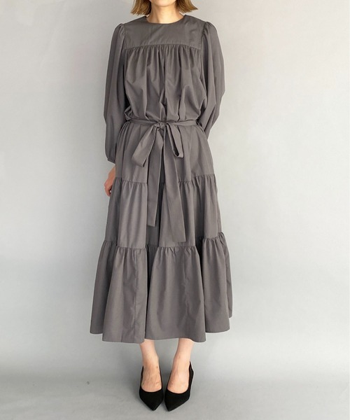 PICCIN(ピッチン)の「リボン付ティアードワンピース(ワンピース・レディース・チャコールグレー/ブラック/カーキ・M)」の22枚目の写真
