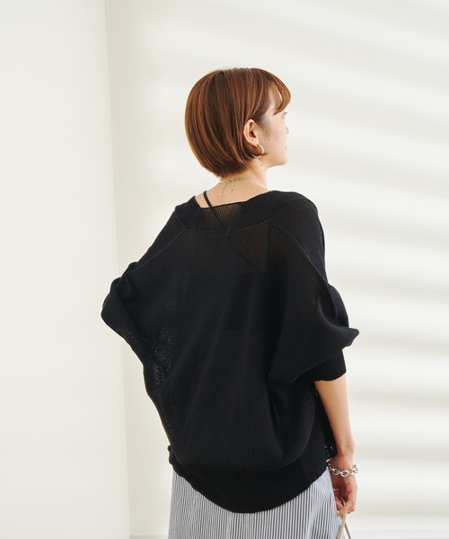 DouDou（ドゥドゥ）の「ギマカーディガン（カーディガン/ボレロ・レディース・ブラック/バイオレット/イエロー・FREE）」の5枚目の写真