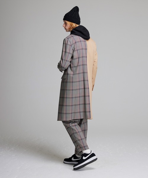 NOISE MAKER(ノイズメーカー)の「チェック×カシミヤ混無地切替チェスターコート【ベージュ】(チェスターコート・メンズ・ベージュ・LARGE/X-LARGE/MEDIUM)」の6枚目の写真