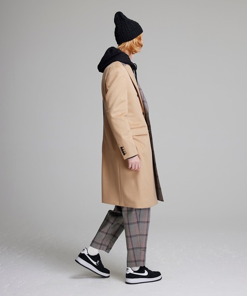 NOISE MAKER(ノイズメーカー)の「チェック×カシミヤ混無地切替チェスターコート【ベージュ】(チェスターコート・メンズ・ベージュ・LARGE/X-LARGE/MEDIUM)」の8枚目の写真