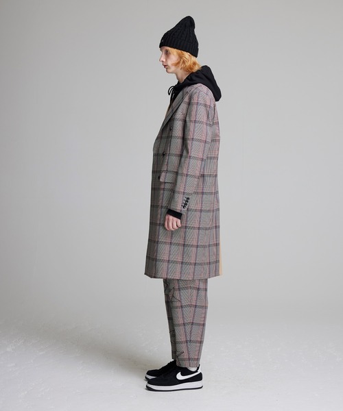NOISE MAKER(ノイズメーカー)の「チェック×カシミヤ混無地切替チェスターコート【ベージュ】(チェスターコート・メンズ・ベージュ・LARGE/X-LARGE/MEDIUM)」の5枚目の写真