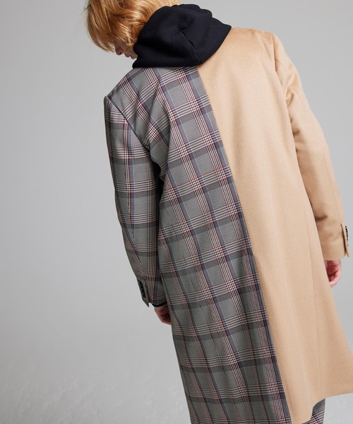 NOISE MAKER(ノイズメーカー)の「チェック×カシミヤ混無地切替チェスターコート【ベージュ】(チェスターコート・メンズ・ベージュ・LARGE/X-LARGE/MEDIUM)」の3枚目の写真