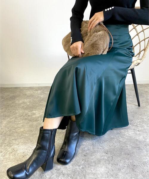 MLI'A(エムリア)の「マーメイドサテンスカート(スカート・レディース・ブラック/グリーン/モカ/ナチュラル・FREE)」の4枚目の写真