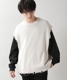 ダメージニットベスト/214792