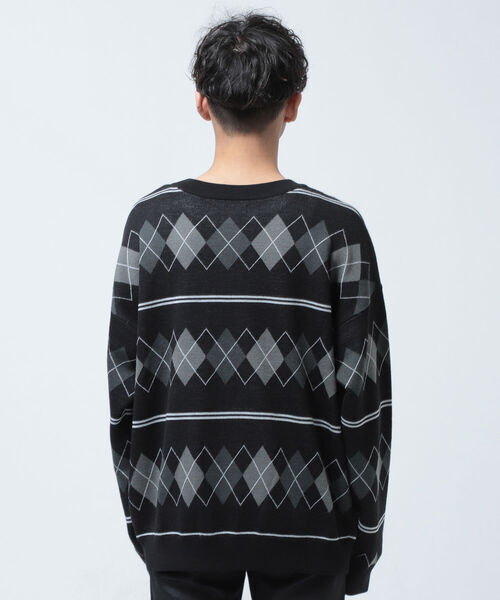 FRED PERRY（フレッドペリー）の「FRED PERRY × BEAMS / 別注 Argyle Crew Neck Knit（ニット/セーター・メンズ・ブラック/グレー・SMALL/MEDIUM/LARGE/X-LARGE）」の15枚目の写真