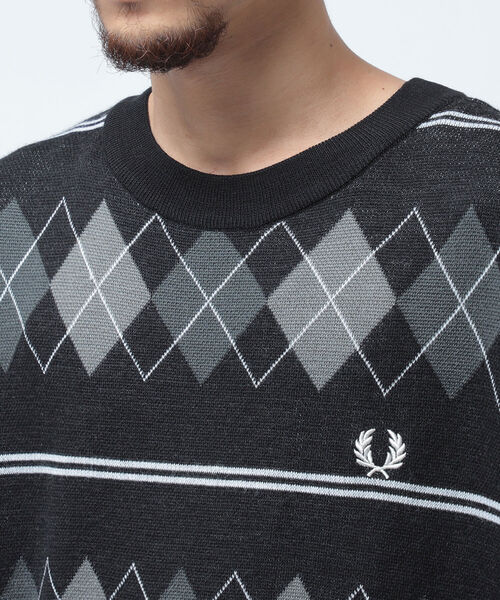 FRED PERRY（フレッドペリー）の「FRED PERRY × BEAMS / 別注 Argyle Crew Neck Knit（ニット/セーター・メンズ・ブラック/グレー・SMALL/MEDIUM/LARGE/X-LARGE）」の16枚目の写真