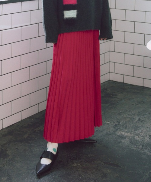 【新品未使用】プリーツプリーズ スカート JUICY COLORS 赤 manana suerte（マニャーナスエルテ）の「ロングプリーツ