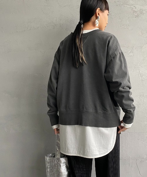 JEANS FACTORY （ジーンズファクトリー）の「[SCREEN STARS/スクリーンスターズ] 別注 ピグメント2WAYカーディガン（Tシャツ/カットソー・レディース・グリーン/ブラック/ライトグレー/ベージュ/パープル・F）」の2枚目の写真