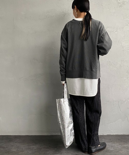 JEANS FACTORY （ジーンズファクトリー）の「[SCREEN STARS/スクリーンスターズ] 別注 ピグメント2WAYカーディガン（Tシャツ/カットソー・レディース・グリーン/ブラック/ライトグレー/ベージュ/パープル・F）」の18枚目の写真