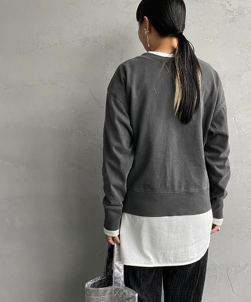 JEANS FACTORY （ジーンズファクトリー）の「[SCREEN STARS/スクリーンスターズ] 別注 ピグメント2WAYカーディガン（Tシャツ/カットソー・レディース・グリーン/ブラック/ライトグレー/ベージュ/パープル・F）」の22枚目の写真