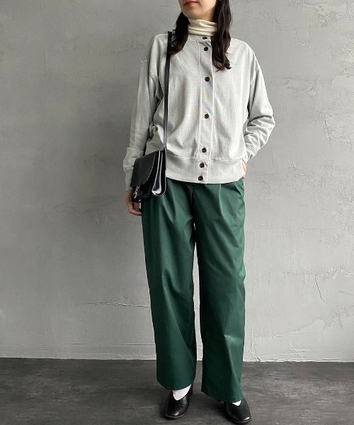 JEANS FACTORY （ジーンズファクトリー）の「[SCREEN STARS/スクリーンスターズ] 別注 ピグメント2WAYカーディガン（Tシャツ/カットソー・レディース・グリーン/ブラック/ライトグレー/ベージュ/パープル・F）」の8枚目の写真