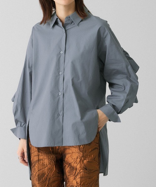 KBF（ケイビーエフ）の「BACKフリルオーバーシャツ（シャツ/ブラウス・レディース・ホワイト/ブルー系その他/ブラック・ONE）」の8枚目の写真