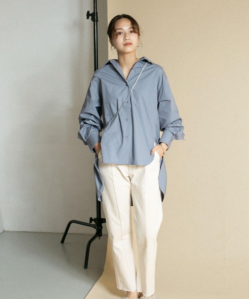 KBF（ケイビーエフ）の「BACKフリルオーバーシャツ（シャツ/ブラウス・レディース・ホワイト/ブルー系その他/ブラック・ONE）」の16枚目の写真