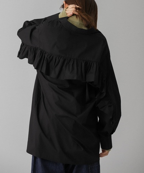 KBF（ケイビーエフ）の「BACKフリルオーバーシャツ（シャツ/ブラウス・レディース・ホワイト/ブルー系その他/ブラック・ONE）」の18枚目の写真