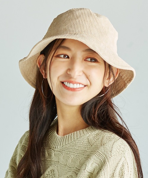 14+（イチヨンプラス）の「コーデュロイバケットハット（ハット・レディース・ブラック/モカ/ベージュ・LARGE/MEDIUM）」の3枚目の写真