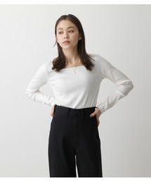 AZUL by moussy（アズールバイマウジー）の「SQUARE NECK RIB L/S TOPS/スクエアネックリブロングスリーブトップス（Tシャツ/カットソー）」