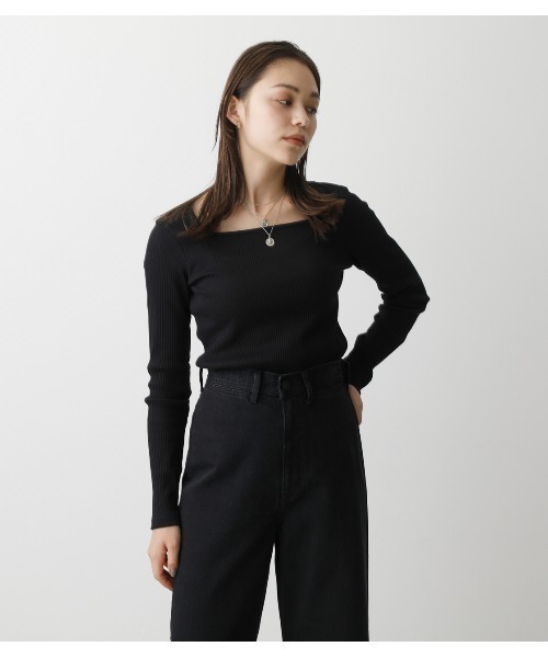 SQUARE NECK RIB L/S TOPS/スクエアネックリブロングスリーブ