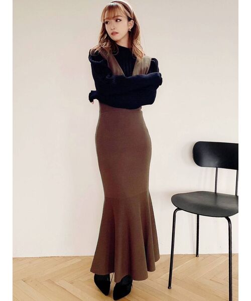 RESEXXY（リゼクシー）の「ニットマーメイドジャンスカ（ワンピース・レディース・ブラック/ブラウン/ピンク・FREE）」の8枚目の写真