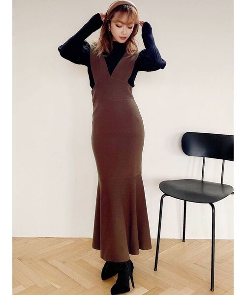 RESEXXY（リゼクシー）の「ニットマーメイドジャンスカ（ワンピース・レディース・ブラック/ブラウン/ピンク・FREE）」の9枚目の写真