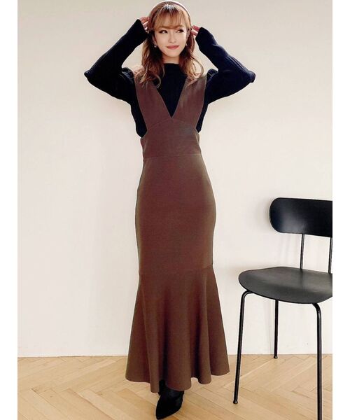 RESEXXY（リゼクシー）の「ニットマーメイドジャンスカ（ワンピース・レディース・ブラック/ブラウン/ピンク・FREE）」の11枚目の写真