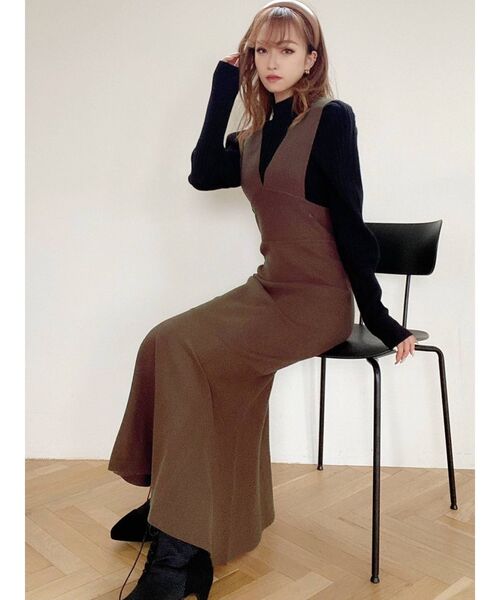 RESEXXY（リゼクシー）の「ニットマーメイドジャンスカ（ワンピース・レディース・ブラック/ブラウン/ピンク・FREE）」の12枚目の写真